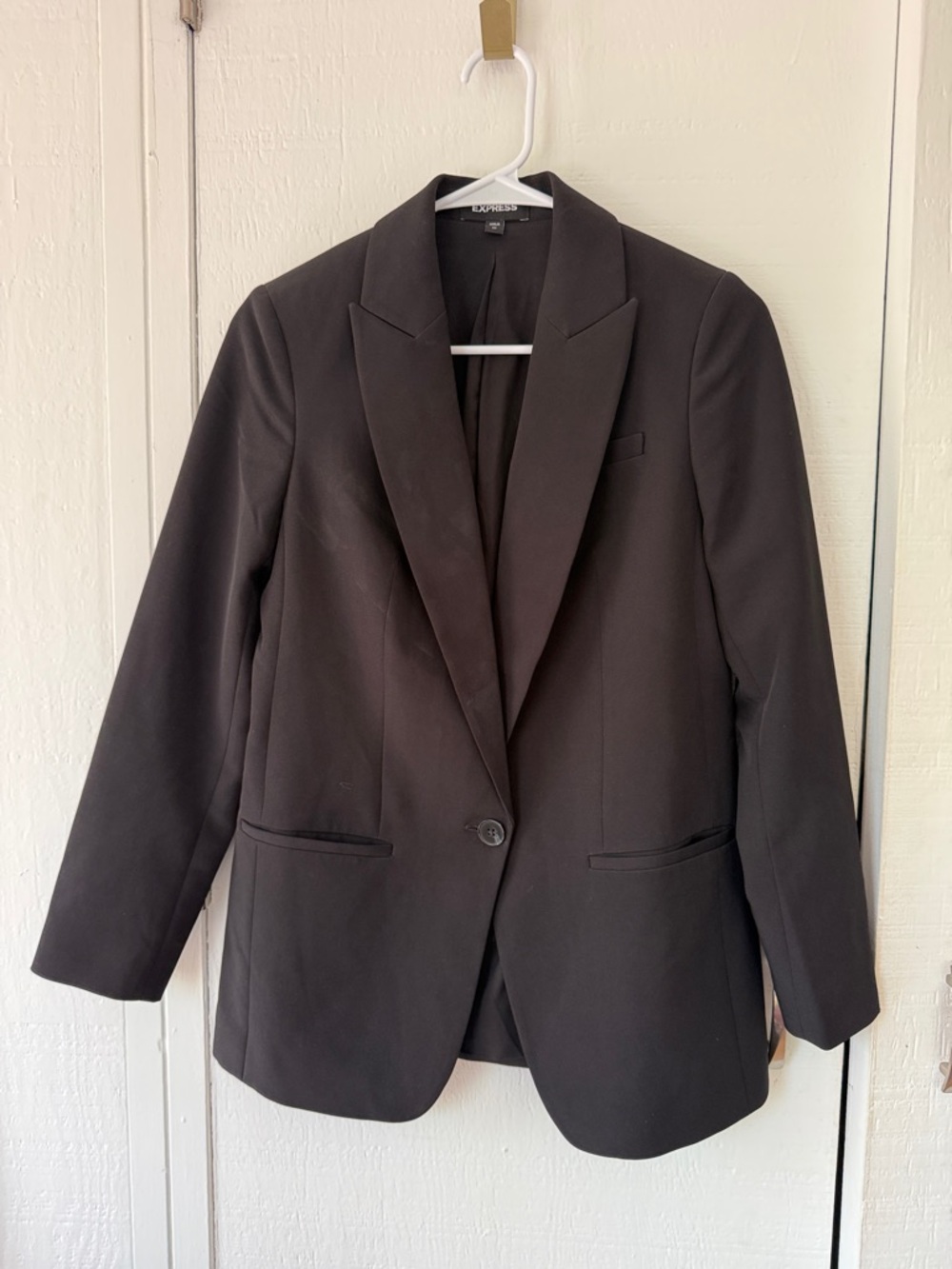 Express Black Single-Button Notch Lapel Blazer